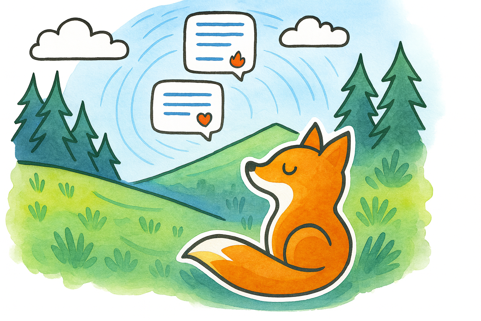 Snipp fox illustration with messages